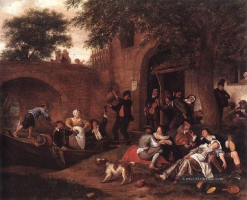  maler - Verlassen der Taverne holländischen Genre Maler Jan Steen